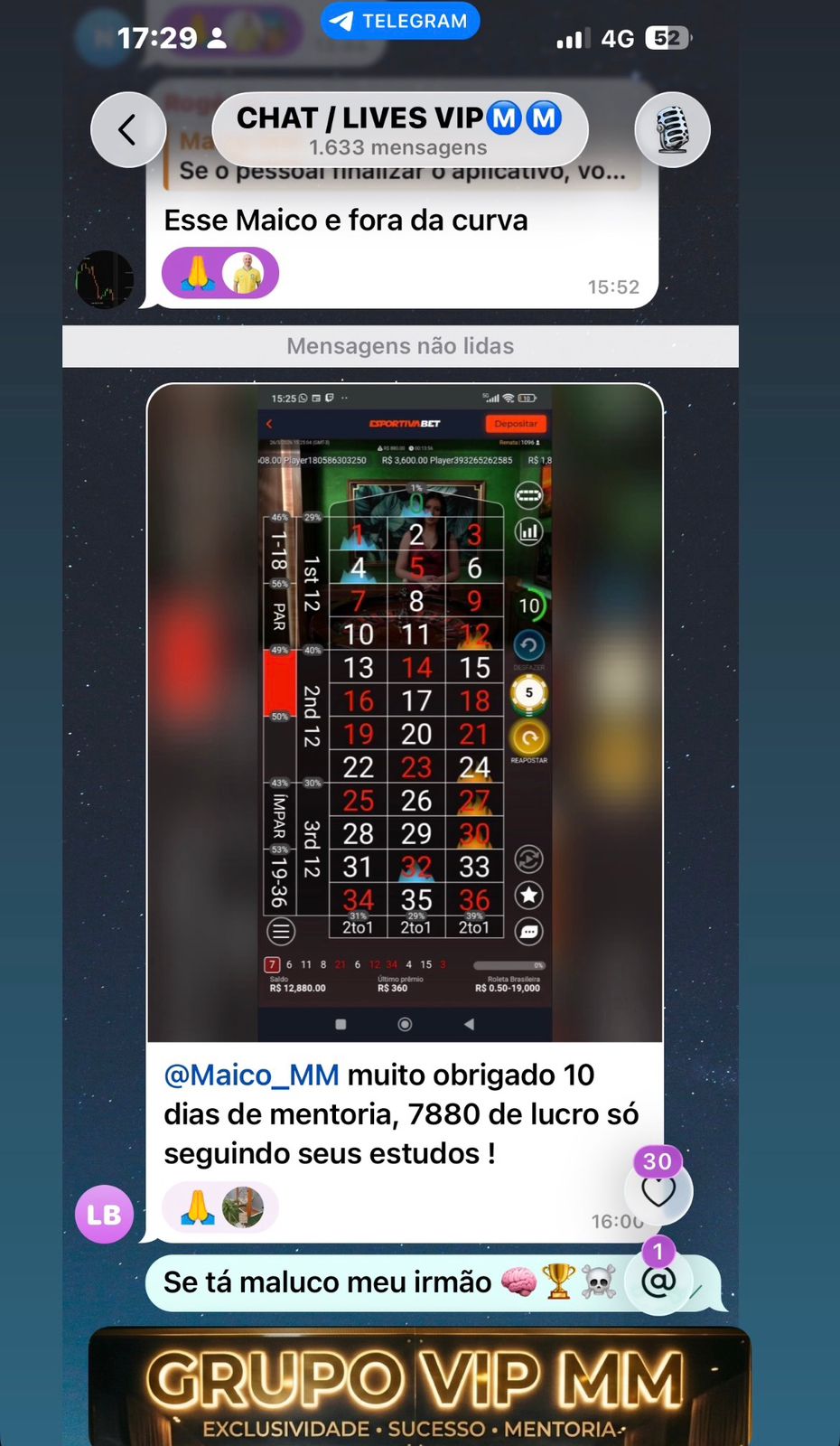 Resultado aluno Canal VIP MMM